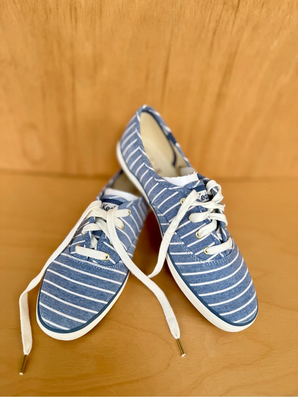 Keds Champion Chambray Breton Stripe Sneakers NIB Size 8 Blue White Nautical